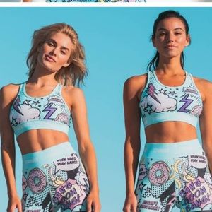 Stronger Blue/Multicolored Pop Sports Recycled Material Quick Dry Sportbra M